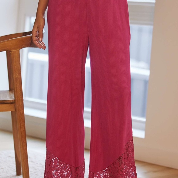 Anthropologie llia Lounge Lace Detail Top and Pant Set sz L